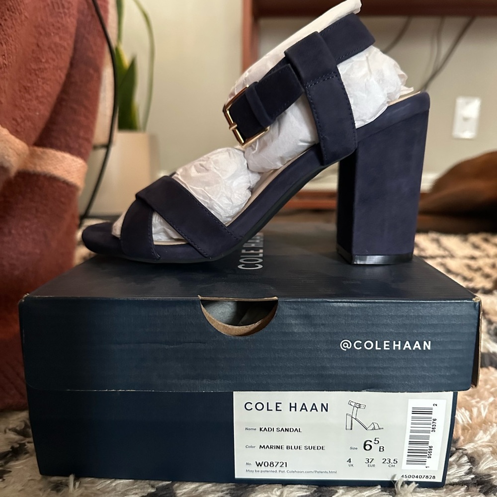 OBO Cole Haan Heel Sandals Suede Blue